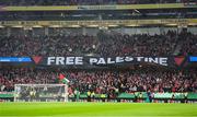 10 November 2024; A Free Palestine banner during the Sports Direct Men's FAI Cup Final match between Drogheda United and Derry City at the Aviva Stadium in Dublin. Photo by Stephen McCarthy/Sportsfile