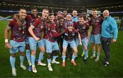 10 November 2024; Drogheda United players celebrate with club photographer Larry McQuillan after the Sports Direct Men's FAI Cup Final match between Drogheda United and Derry City at the Aviva Stadium in Dublin. Photo by Stephen McCarthy/Sportsfile