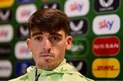 11 November 2024; Andy Moran speaks to the media during a Republic of Ireland press conference at the FAI National Training Centre in Abbotstown, Dublin. Photo by Ben McShane/Sportsfile