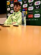 11 November 2024; Andy Moran speaks to the media during a Republic of Ireland press conference at the FAI National Training Centre in Abbotstown, Dublin. Photo by Ben McShane/Sportsfile
