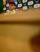 11 November 2024; Andy Moran speaks to the media during a Republic of Ireland press conference at the FAI National Training Centre in Abbotstown, Dublin. Photo by Ben McShane/Sportsfile