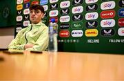 11 November 2024; Andy Moran speaks to the media during a Republic of Ireland press conference at the FAI National Training Centre in Abbotstown, Dublin. Photo by Ben McShane/Sportsfile