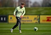 11 November 2024; Nathan Collins during a Republic of Ireland training session at the FAI National Training Centre in Abbotstown, Dublin. Photo by Ben McShane/Sportsfile