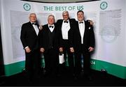 9 November 2024; Olympians, from left, Terry McHugh, Paddy McGrath, John Menton and Nick Sweeney in attendance at the Team Ireland Centenary Olympic Ball, in the Clayton Hotel Burling Road in Dublin. Paris 2024 marked 100 years of Team Ireland competing at the Olympic Games. Photo by Seb Daly/Sportsfile