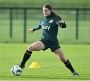11 November 2024; Ava Mullins during a Republic of Ireland Women's Under-17 training session at the FAI National Training Centre in Abbotstown, Dublin. Photo by Piaras Ó Mídheach/Sportsfile