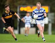 10 November 2024; Jamie O'Driscoll of Castlehaven in action against Tom Doyle of Dr Crokes during the AIB Munster GAA Senior Club Football Championship quarter-final match between Dr Crokes and Castlehaven at Lewis Road in Killarney, Kerry. Photo by Michael P Ryan/Sportsfile