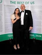 9 November 2024; Olympians Rosemary Ryan and Terry McHugh in attendance at the Team Ireland Centenary Olympic Ball, in the Clayton Hotel Burling Road in Dublin. Paris 2024 marked 100 years of Team Ireland competing at the Olympic Games. Photo by Seb Daly/Sportsfile