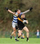 10 November 2024; Mark O'Shea of Dr Crokes in action against Jamie Walsh of Castlehaven during the AIB Munster GAA Senior Club Football Championship quarter-final match between Dr Crokes and Castlehaven at Lewis Road in Killarney, Kerry. Photo by Michael P Ryan/Sportsfile