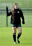 11 November 2024; Goalkeeper Laura Fanning during a Republic of Ireland Women's Under-17 training session at the FAI National Training Centre in Abbotstown, Dublin. Photo by Piaras Ó Mídheach/Sportsfile