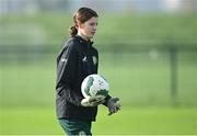 11 November 2024; Goalkeeper Jenna Willoughby during a Republic of Ireland Women's Under-17 training session at the FAI National Training Centre in Abbotstown, Dublin. Photo by Piaras Ó Mídheach/Sportsfile