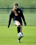 11 November 2024; Goalkeeper Laura Fanning during a Republic of Ireland Women's Under-17 training session at the FAI National Training Centre in Abbotstown, Dublin. Photo by Piaras Ó Mídheach/Sportsfile