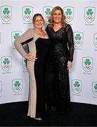 9 November 2024; Olympians Catherine Bohan-Greene, left, and Julie Parkes in attendance at the Team Ireland Centenary Olympic Ball, in the Clayton Hotel Burling Road in Dublin. Paris 2024 marked 100 years of Team Ireland competing at the Olympic Games. Photo by Sam Barnes/Sportsfile