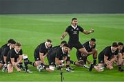 8 November 2024; Rieko Ioane of New Zealand leads the Haka before the Autumn Nations Series match between Ireland and New Zealand at the Aviva Stadium in Dublin. Photo by Sam Barnes/Sportsfile