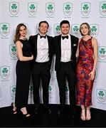 9 November 2024; Taryn Grieve, Olympian Noel Hendrick, Sam Curtis and Rianne Ni Annain in attendance at the Team Ireland Centenary Olympic Ball, in the Clayton Hotel Burling Road in Dublin. Paris 2024 marked 100 years of Team Ireland competing at the Olympic Games. Photo by Sam Barnes/Sportsfile