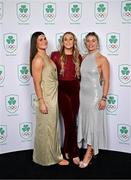9 November 2024; Olympians, from left, Vicky Elmes Kinlan, Stacey Flood and Kathy Baker in attendance at the Team Ireland Centenary Olympic Ball, in the Clayton Hotel Burling Road in Dublin. Paris 2024 marked 100 years of Team Ireland competing at the Olympic Games. Photo by Sam Barnes/Sportsfile