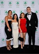 9 November 2024; Olympians, from left, Gráinne Walsh, Daina Moorehouse, Jennifer Lehane and Jack Marley in attendance at the Team Ireland Centenary Olympic Ball, in the Clayton Hotel Burling Road in Dublin. Paris 2024 marked 100 years of Team Ireland competing at the Olympic Games. Photo by Sam Barnes/Sportsfile
