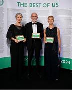 9 November 2024; Olympians, from left, Margaret Murphy, Danny McDaid and Marie Murphy in attendance at the Team Ireland Centenary Olympic Ball, in the Clayton Hotel Burling Road in Dublin. Paris 2024 marked 100 years of Team Ireland competing at the Olympic Games. Photo by Seb Daly/Sportsfile