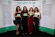 9 November 2024; Olympians, from left, Eimear Lambe, Aifric Keogh, Emily Hergaty and Zoe Hyde in attendance at the Team Ireland Centenary Olympic Ball, in the Clayton Hotel Burling Road in Dublin. Paris 2024 marked 100 years of Team Ireland competing at the Olympic Games. Photo by Seb Daly/Sportsfile