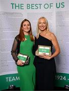9 November 2024; Olympians Susie Berry, left, and Aoife Clark in attendance at the Team Ireland Centenary Olympic Ball, in the Clayton Hotel Burling Road in Dublin. Paris 2024 marked 100 years of Team Ireland competing at the Olympic Games. Photo by Seb Daly/Sportsfile