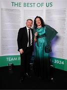 9 November 2024; Olympians Paddy Barnes and Jenny McCauley in attendance at the Team Ireland Centenary Olympic Ball, in the Clayton Hotel Burling Road in Dublin. Paris 2024 marked 100 years of Team Ireland competing at the Olympic Games. Photo by Seb Daly/Sportsfile