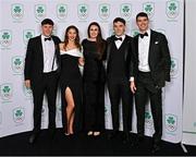 9 November 2024; Olympians, from left, Nathan Timoney, Zoe Hyde, Aifric Keogh, Ross Corrigan and Philip Doyle in attendance at the Team Ireland Centenary Olympic Ball, in the Clayton Hotel Burling Road in Dublin. Paris 2024 marked 100 years of Team Ireland competing at the Olympic Games. Photo by Sam Barnes/Sportsfile