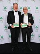 9 November 2024; Olympians Philip Cassidy, left, and Tony Lally in attendance at the Team Ireland Centenary Olympic Ball, in the Clayton Hotel Burling Road in Dublin. Paris 2024 marked 100 years of Team Ireland competing at the Olympic Games. Photo by Sam Barnes/Sportsfile