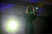9 November 2024; Nicole Lonergan performs during the Team Ireland Centenary Olympic Ball, in the Clayton Hotel Burling Road in Dublin. Paris 2024 marked 100 years of Team Ireland competing at the Olympic Games. Photo by Brendan Moran/Sportsfile