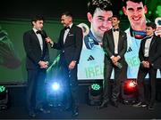 9 November 2024; Olympic rowing medallist Paul O'Donovan is interviewed by fellow Olympian David Gillick at the Team Ireland Centenary Olympic Ball, in the Clayton Hotel Burling Road in Dublin. Paris 2024 marked 100 years of Team Ireland competing at the Olympic Games.