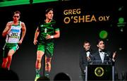 9 November 2024; MC's and Olympians Greg O'Shea, right, and David Gillick at the Team Ireland Centenary Olympic Ball, in the Clayton Hotel Burling Road in Dublin. Paris 2024 marked 100 years of Team Ireland competing at the Olympic Games. Photo by Brendan Moran/Sportsfile
