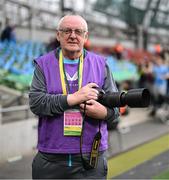 10 November 2024; Drogheda United club photographer Larry McQuillan before the Sports Direct Men's FAI Cup Final match between Drogheda United and Derry City at the Aviva Stadium in Dublin. Photo by Stephen McCarthy/Sportsfile