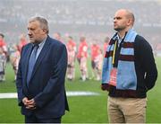 10 November 2024; FAI President Paul Cooke, left, and Drogheda United co-chairman Benjamin Boycott before the Sports Direct Men's FAI Cup Final match between Drogheda United and Derry City at the Aviva Stadium in Dublin. Photo by Stephen McCarthy/Sportsfile