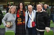 10 November 2024; Former Republic of Ireland international Linda Gorman, historian Helena Byrne, former Republic of Ireland international Paula Gorham and her sister Maeve before the Sports Direct Men's FAI Cup Final match between Drogheda United and Derry City at the Aviva Stadium in Dublin. Photo by Stephen McCarthy/Sportsfile