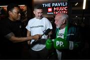 13 November 2024; Former boxer Tony Bellew and Norman are interviewed by Radio Rahim of Second's Out after being removed from a press conference, held at Toyota Music Factory in Irving, Texas, USA, ahead of Jake Paul v Mike Tyson and Katie Taylor v Amanda Serrano 2, on November 15th at AT&T Stadium in Arlington, Texas. Photo by Stephen McCarthy/Sportsfile