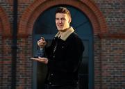 14 November 2024; Niall Grimley of Armagh with his GWA Football Personality of the Year award at the Gaelic Writers Association Awards, supported by the Dalata Hotel Group, at the Iveagh Garden Hotel in Dublin. Photo by Ben McShane/Sportsfile