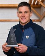 14 November 2024; John Conlon of Clare with his GWA Hurling Personality of the Year award at the Gaelic Writers Association Awards, supported by the Dalata Hotel Group, at the Iveagh Garden Hotel in Dublin. Photo by Brendan Moran/Sportsfile