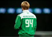 14 November 2024; Liam Scales of Republic of Ireland wearing a jacket in tribute to the 1994 World Cup before the UEFA Nations League B Group 2 match between Republic of Ireland and Finland at the Aviva Stadium in Dublin. Photo by Michael P Ryan/Sportsfile