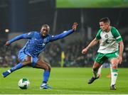 14 November 2024; Glen Kamara of Finland in action against Josh Cullen of Republic of Ireland during the UEFA Nations League B Group 2 match between Republic of Ireland and Finland at the Aviva Stadium in Dublin. Photo by Michael P Ryan/Sportsfile