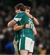 15 November 2024; Ryan Baird, 19, and Josh van der Flier of Ireland after the Autumn Nations Series match between Ireland and Argentina at the Aviva Stadium in Dublin. Photo by Piaras Ó Mídheach/Sportsfile