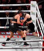 15 November 2024; Amanda Serrano, left, and Katie Taylor during their undisputed super lightweight championship fight at AT&T Stadium in Arlington, Texas, USA. Photo by Stephen McCarthy/Sportsfile