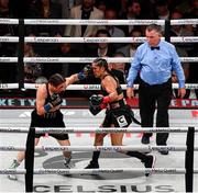 15 November 2024; Katie Taylor, left, and Amanda Serrano during their undisputed super lightweight championship fight at AT&T Stadium in Arlington, Texas, USA. Photo by Stephen McCarthy/Sportsfile