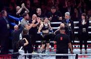 15 November 2024; Katie Taylor celebrates her victory over Amanda Serrano following their undisputed super lightweight championship fight at AT&T Stadium in Arlington, Texas, USA. Photo by Stephen McCarthy/Sportsfile