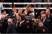 15 November 2024; Jake Paul and Mike Tyson following their heavyweight bout fight at AT&T Stadium in Arlington, Texas, USA. Photo by Stephen McCarthy/Sportsfile