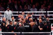 15 November 2024; Jake Paul and Mike Tyson following their heavyweight bout fight at AT&T Stadium in Arlington, Texas, USA. Photo by Stephen McCarthy/Sportsfile
