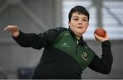 16 November 2024; James Egan from Ferbane, Offaly, tries out shot put during the PTSB NextGen Community Series at the National Indoor Arena on the Sport Ireland Campus in Dublin. Paralympics Ireland hosted the latest in the PTSB NextGen Community Series at the Sport Ireland National Indoor Arena on Saturday. This programme is open to people over 10 with a visual, intellectual, or physical impairment, allowing them to ‘come and try’ Para sports and learn about opportunities in their local areas. Photo by Seb Daly/Sportsfile