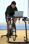 16 November 2024; James Egan from Ferbane, Offaly, tries out cycling during the PTSB NextGen Community Series at the National Indoor Arena on the Sport Ireland Campus in Dublin. Paralympics Ireland hosted the latest in the PTSB NextGen Community Series at the Sport Ireland National Indoor Arena on Saturday. This programme is open to people over 10 with a visual, intellectual, or physical impairment, allowing them to ‘come and try’ Para sports and learn about opportunities in their local areas. Photo by Seb Daly/Sportsfile