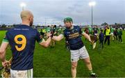 17 November 2024; Damien Kilmartin,9, and Oisin Mahon of Kilcormac-Killoughey after the AIB Leinster GAA Senior Club Hurling Championship quarter-final match between St Mullins and Kilcormac-Killoughey at Netwatch Cullen Park in Carlow. Photo by Matt Browne/Sportsfile