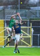 17 November 2024; Marty Kavanagh of St Mullins in action against Oisin Mahon of Kilcormac-Killoughey during the AIB Leinster GAA Senior Club Hurling Championship quarter-final match between St Mullins and Kilcormac-Killoughey at Netwatch Cullen Park in Carlow. Photo by Matt Browne/Sportsfile