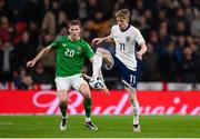 17 November 2024; Anthony Gordon of England in action against Mark McGuinness of Republic of Ireland during the UEFA Nations League B Group 2 match between England and Republic of Ireland at Wembley Stadium in London, England. Photo by Stephen McCarthy/Sportsfile