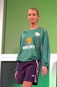 25 August 2004; Model Katy French shows off the new replica kit at the launch of the Association's new logo, website, fans club and range of merchandise in Jury's Hotel, Dublin. Picture credit; Ray McManus / SPORTSFILE