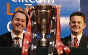 27 August 2004; Longford Town manager Alan Mathews, left, with Bohemians caretaker manager Gary Howlett at a photocall in the Mansion House, Dublin, ahead of the 2004 eircom League Cup Final between Longford Town and Bohemians which takes place on Monday August 30th. Picture credit; David Maher / SPORTSFILE